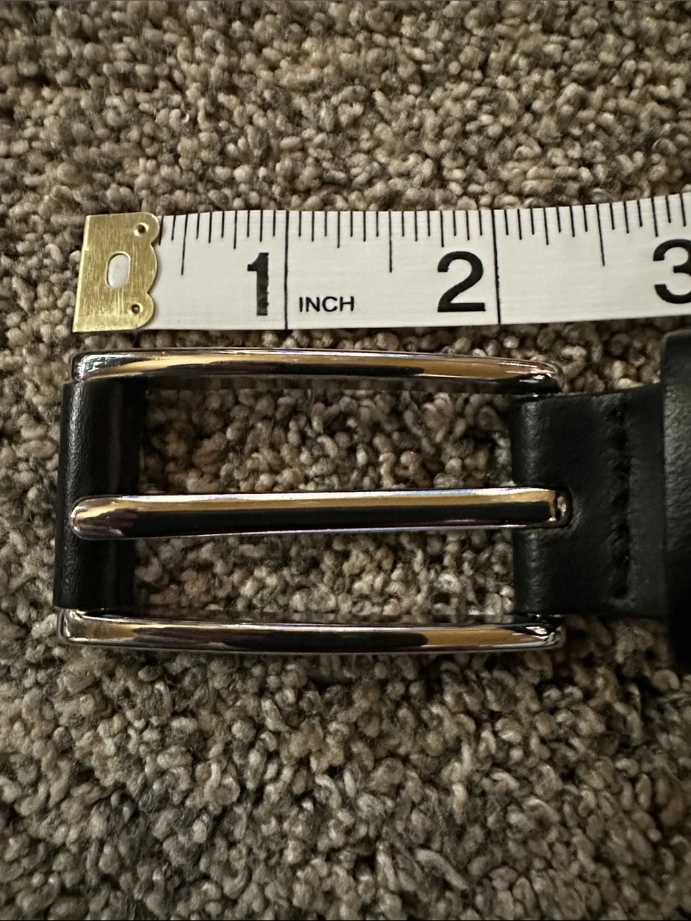 Eddie Bauer Men's Black Leather Belt with Silver Buckle